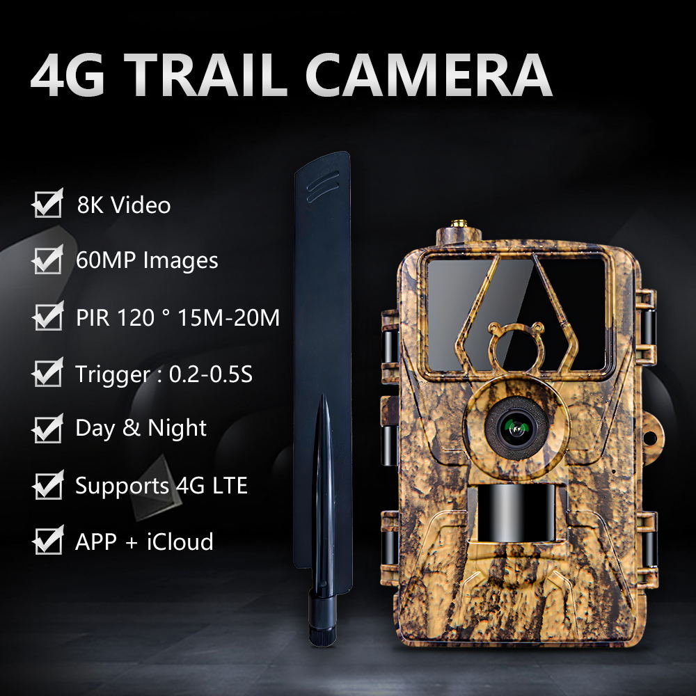 PR801LTE IP66 Waterproof Wireless Wildlife Camera 4G 60MP 8K Hunting Trail Camera (EU Version)