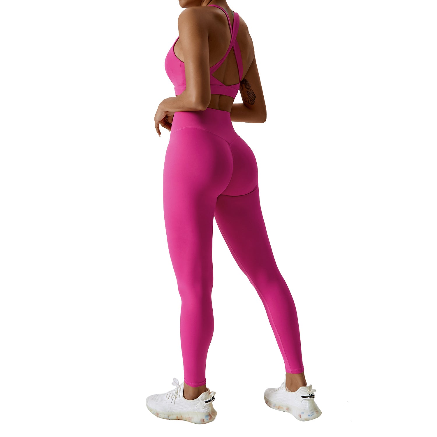 8047 Running Yoga Fitness Bra Crop Top and Long Pants Slim Fit Women Sportswear Set
