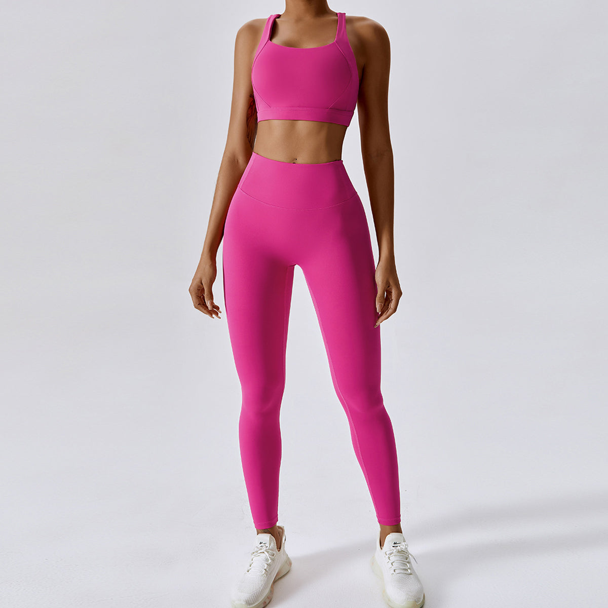 8047 Running Yoga Fitness Bra Crop Top and Long Pants Slim Fit Women Sportswear Set
