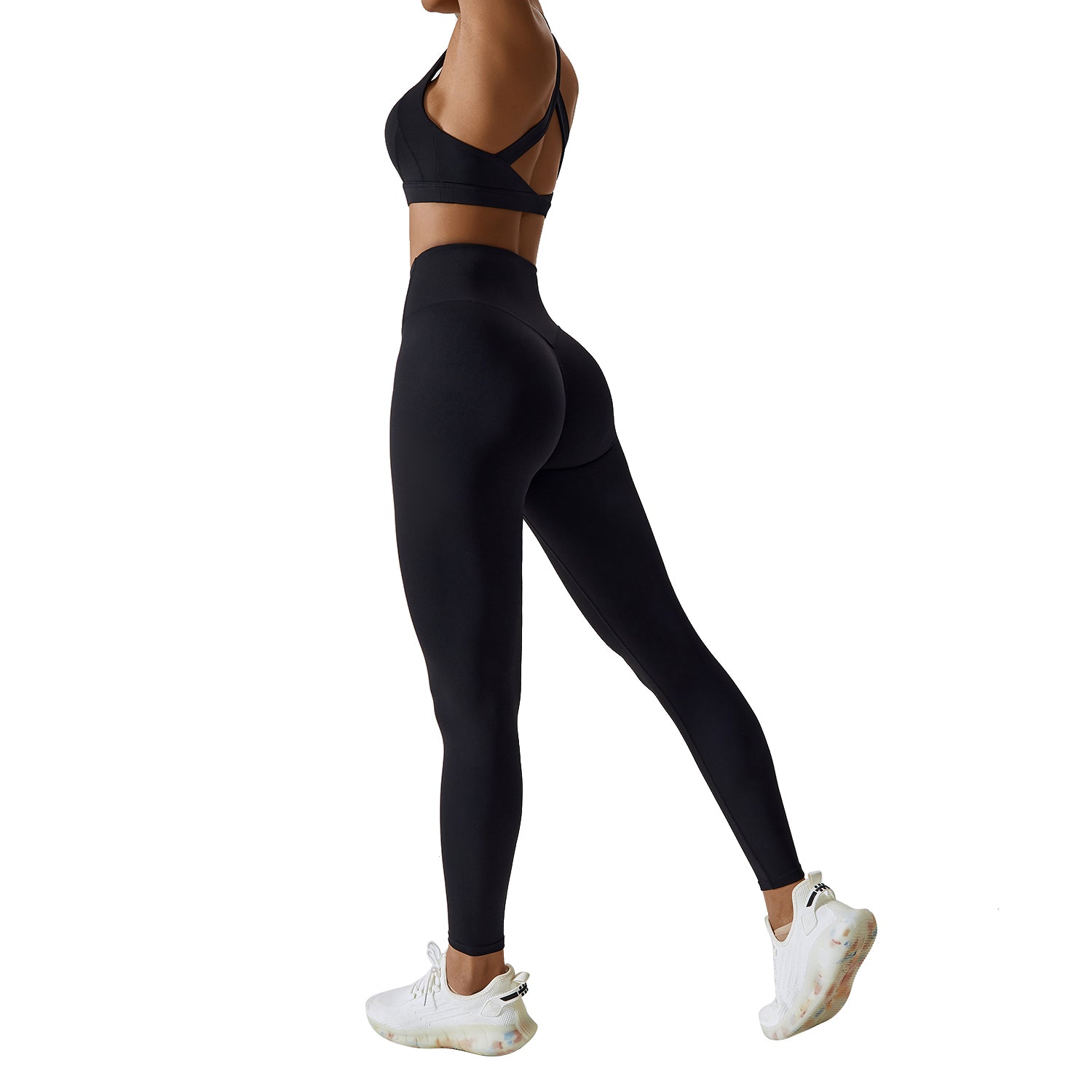 8047 Running Yoga Fitness Bra Crop Top and Long Pants Slim Fit Women Sportswear Set