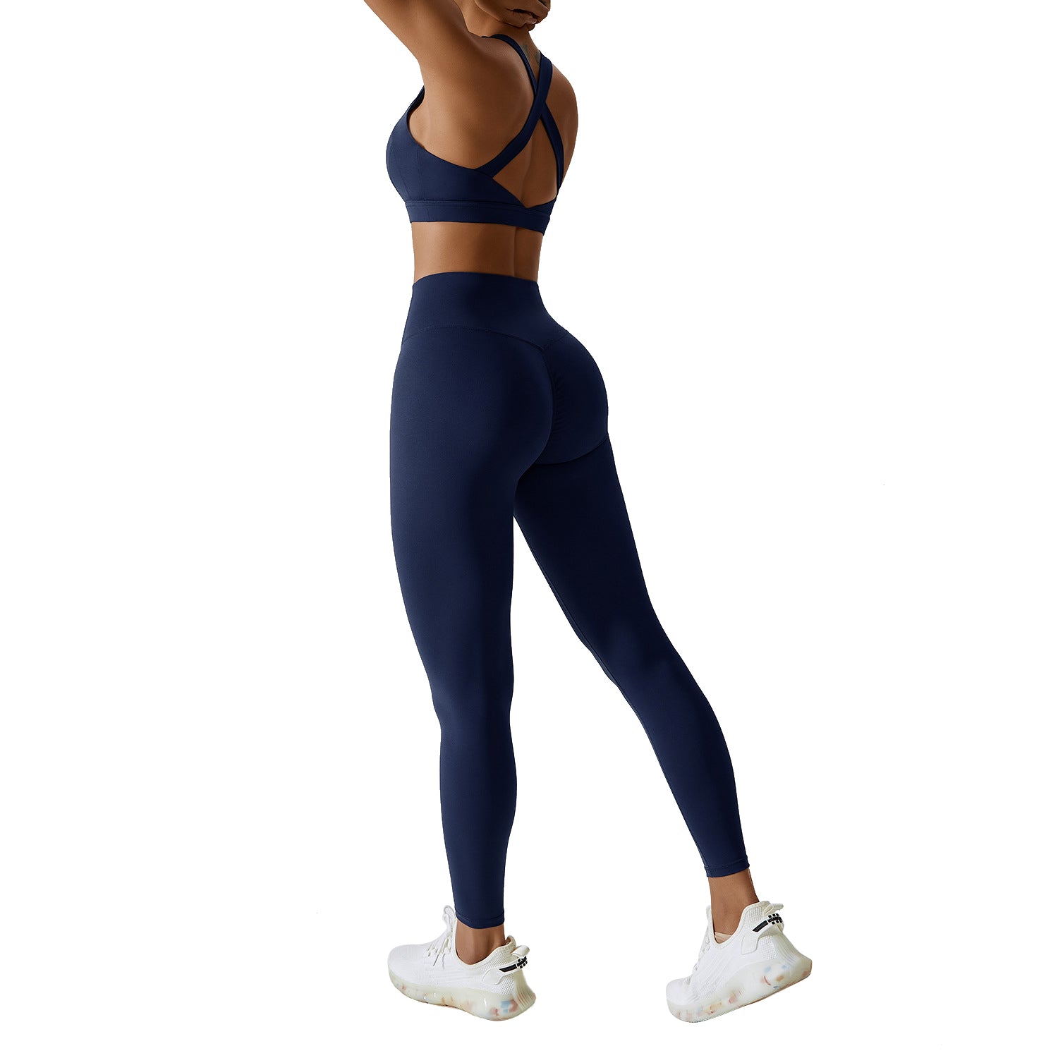 8047 Running Yoga Fitness Bra Crop Top and Long Pants Slim Fit Women Sportswear Set