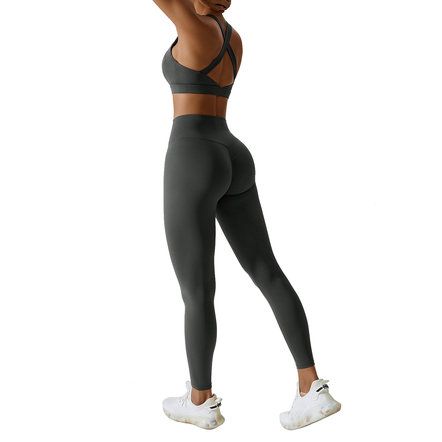 8047 Running Yoga Fitness Bra Crop Top and Long Pants Slim Fit Women Sportswear Set