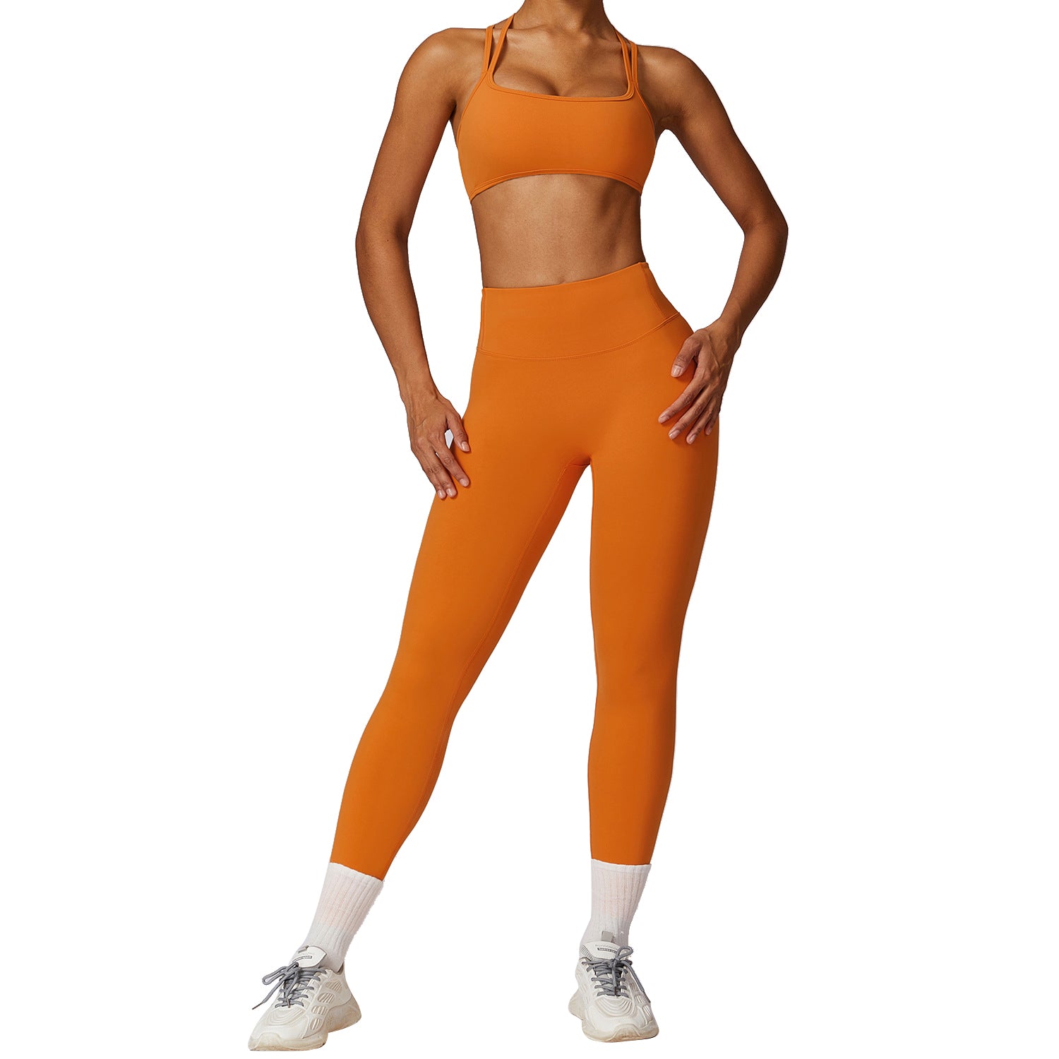 8260 Running Yoga Fitness Bra + Long Pants Slim Fit Breathable Women Sportswear Set