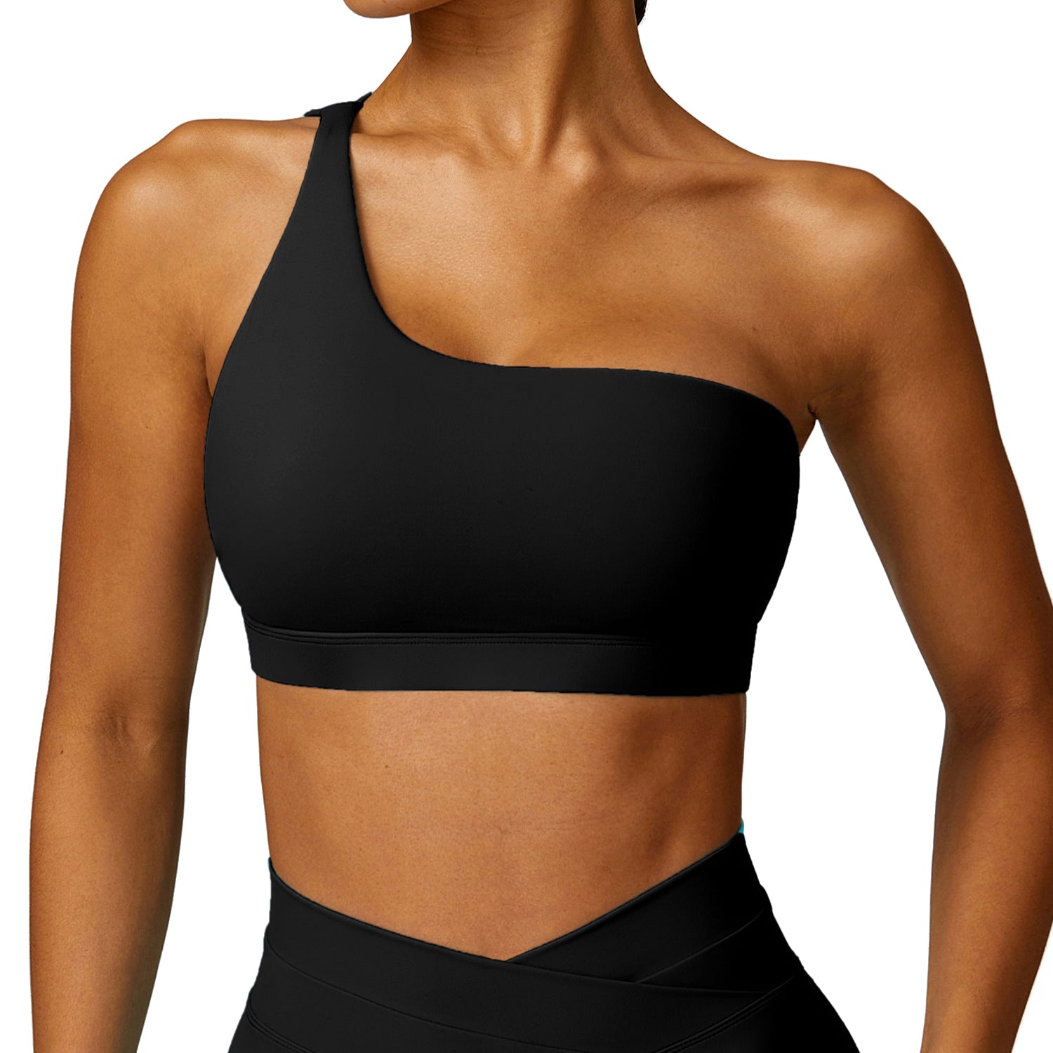 8578 Fitness Single Shoulder Women Sexy Sports Bra Backless Padded Yoga Bra