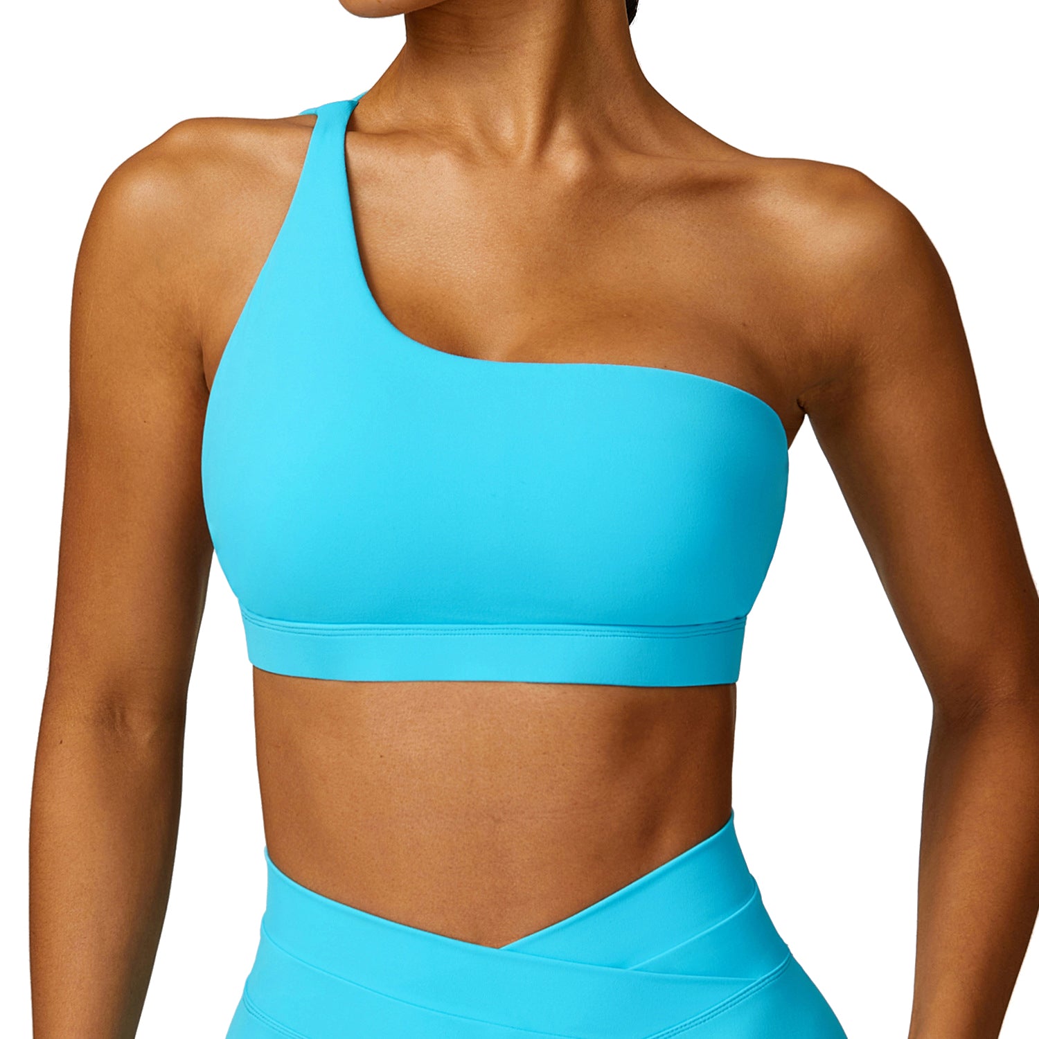 8578 Fitness Single Shoulder Women Sexy Sports Bra Backless Padded Yoga Bra