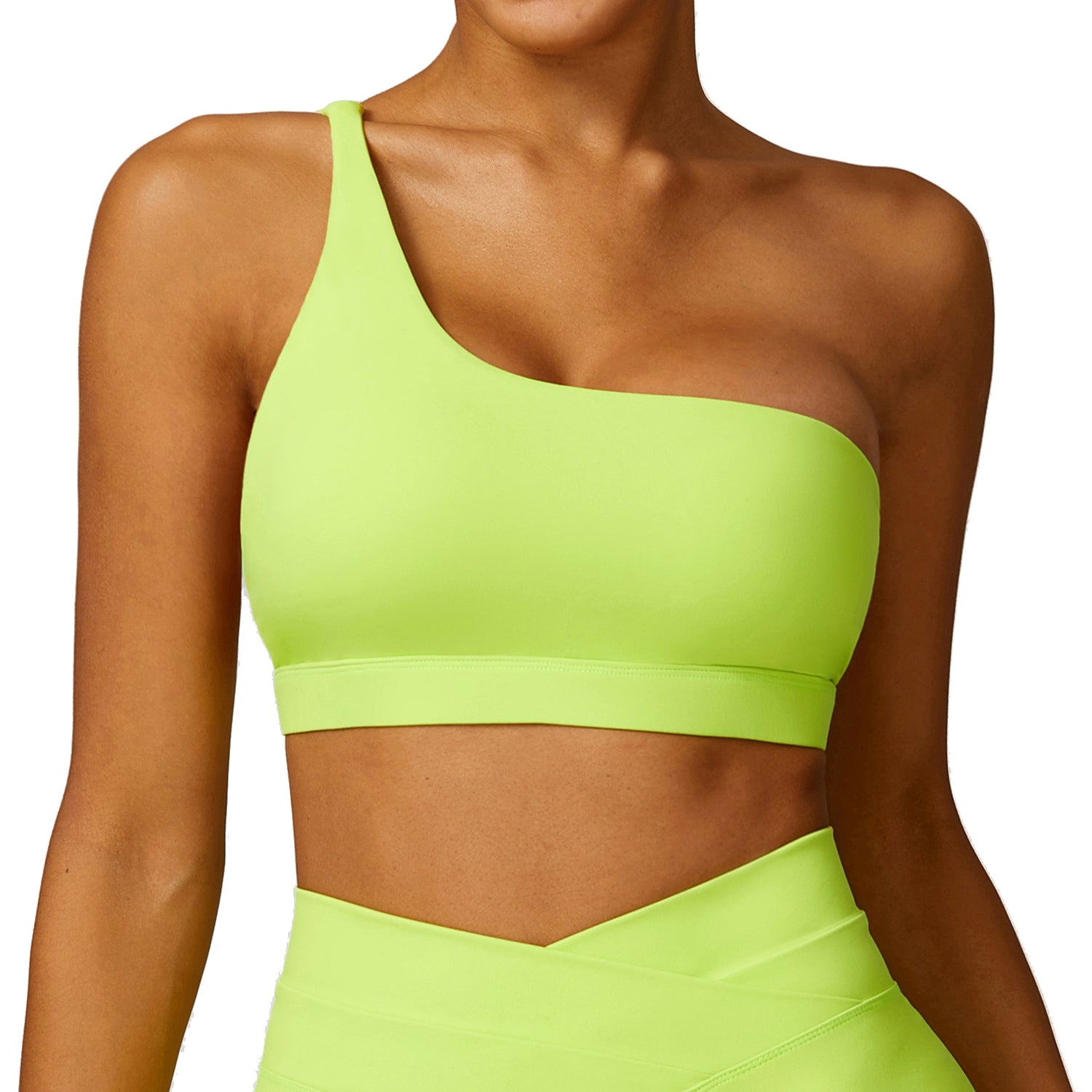 8578 Fitness Single Shoulder Women Sexy Sports Bra Backless Padded Yoga Bra