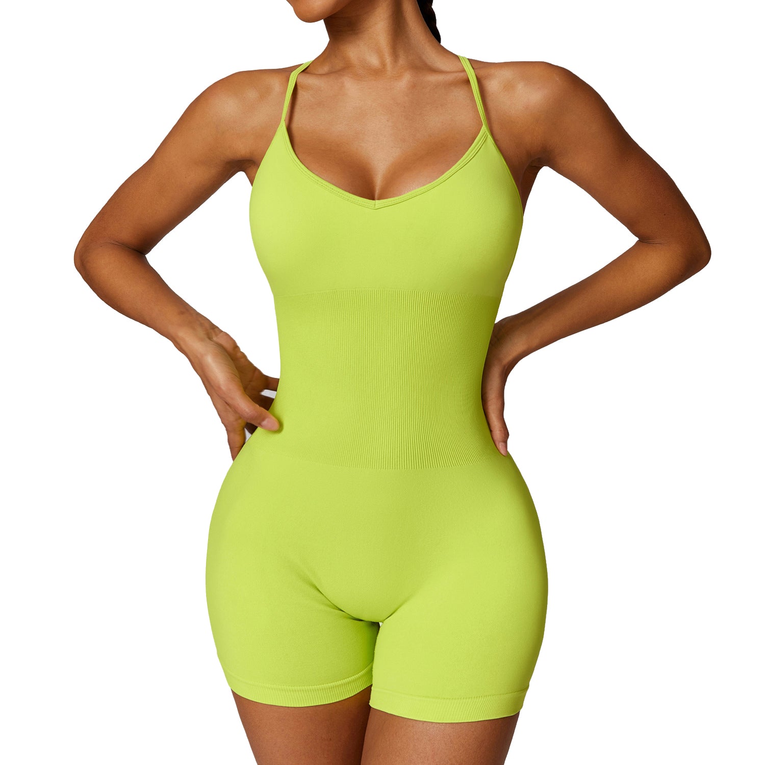 7384 Solid Color Slim Fit Yoga Jumpsuit Hollow Back Fitness Clothing Women Jumpsuit