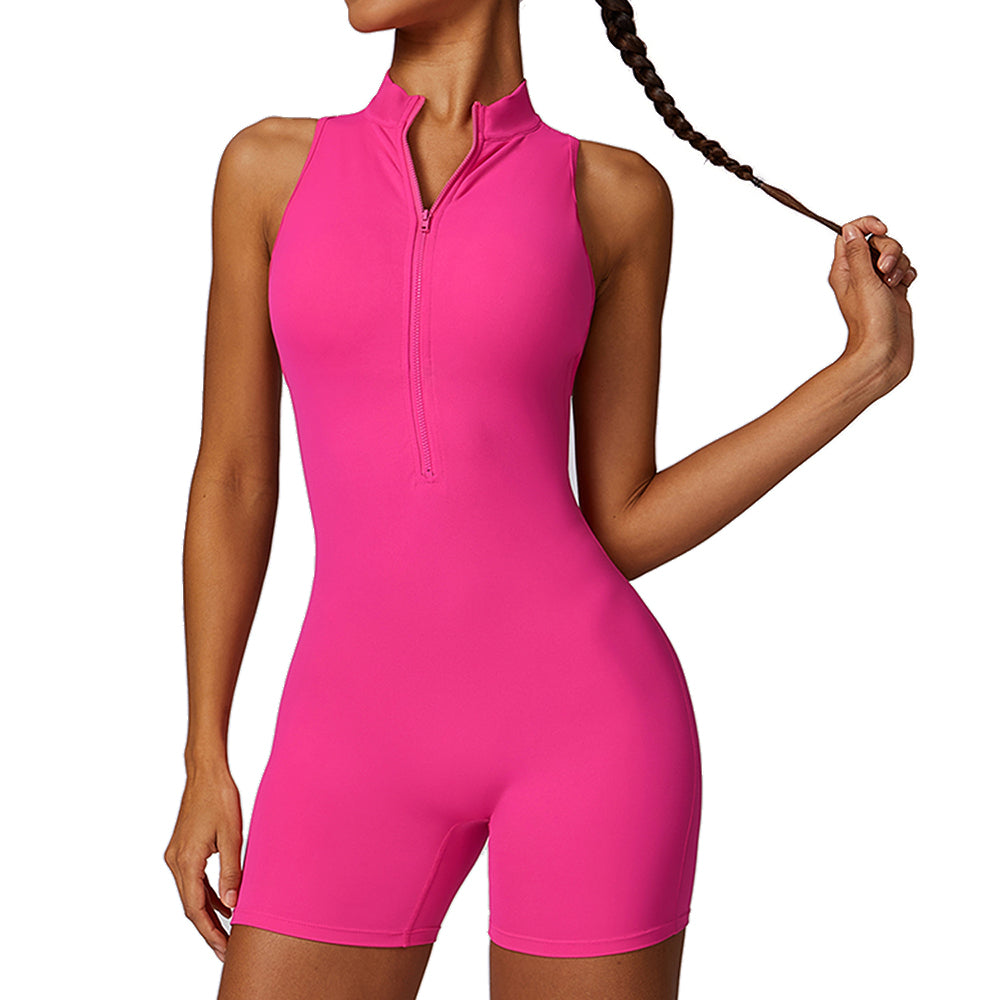 8594 Women Seamless Sexy Backless Tummy Control Jumpsuits Scrunch Butt Sleeveless Yoga Rompers