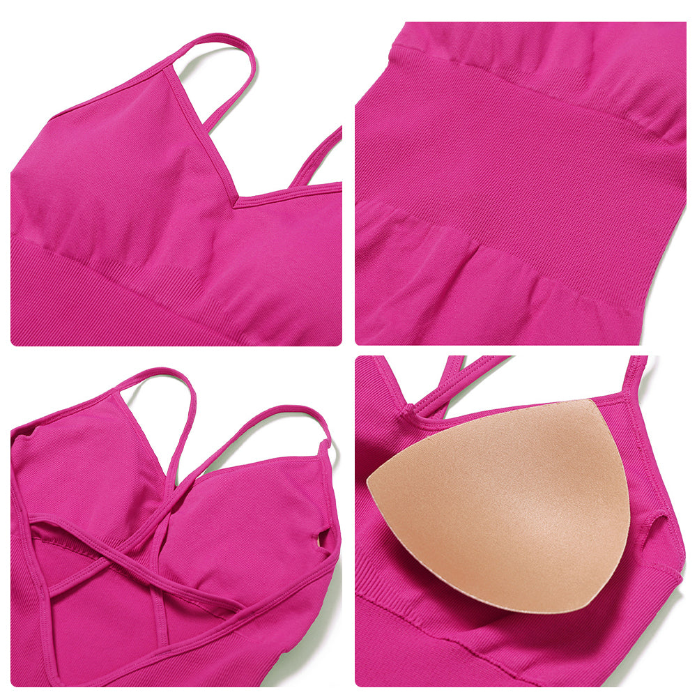 7498 Solid Color Slim Fit Yoga Fitness Jumpsuit Highly Elastic Sleeveless Women Jumpsuit