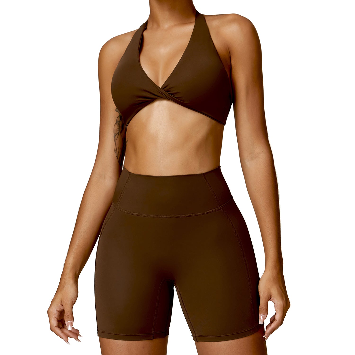 8053 Slim Fit Sports Bra + Shorts Stylish Running Yoga Fitness Women Sportswear Set