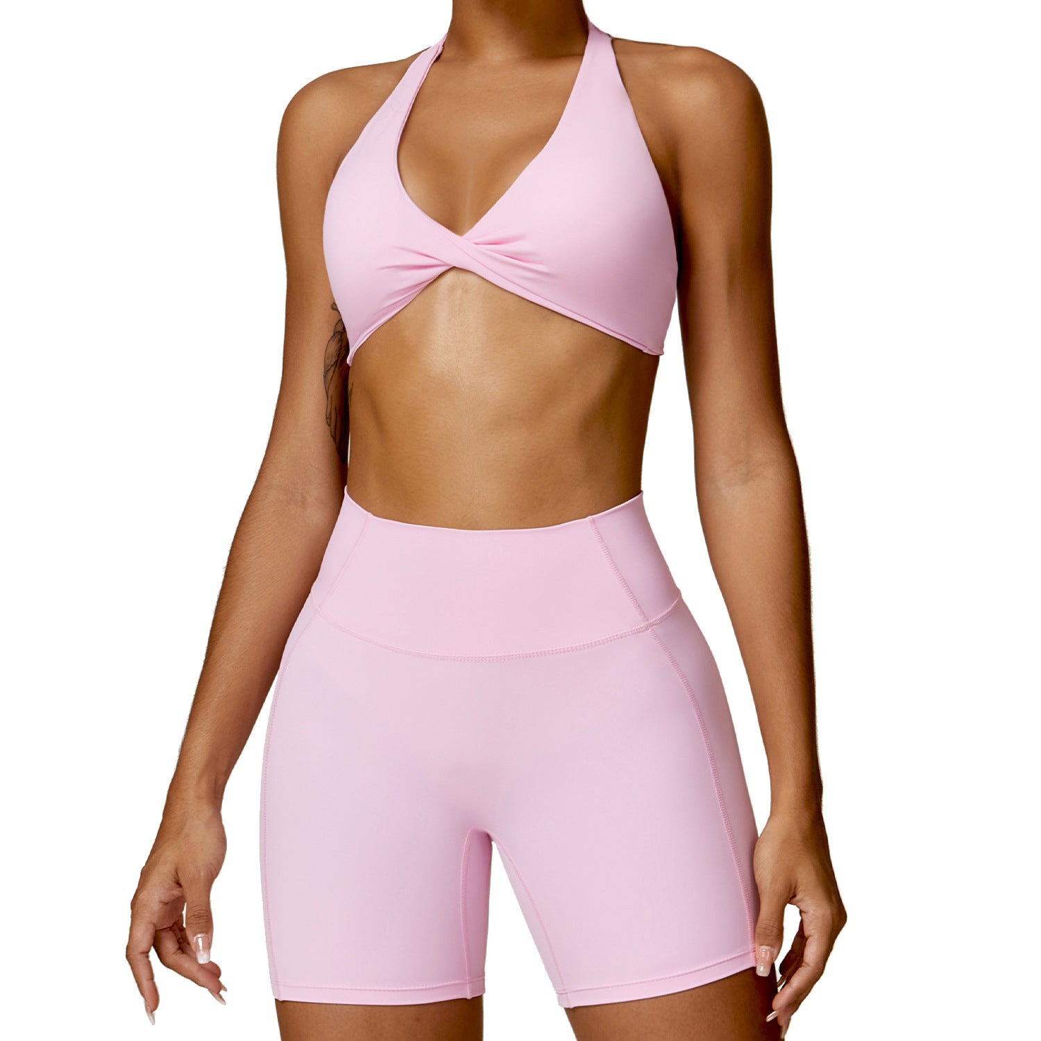 8053 Slim Fit Sports Bra + Shorts Stylish Running Yoga Fitness Women Sportswear Set