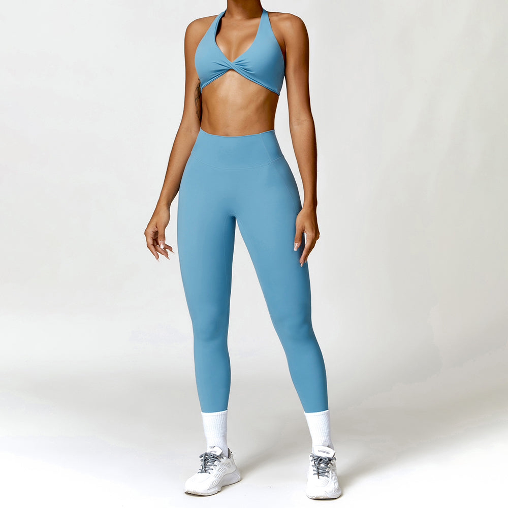 8053 Sports Backless Bra Fitness Yoga Leggings Set for Workout