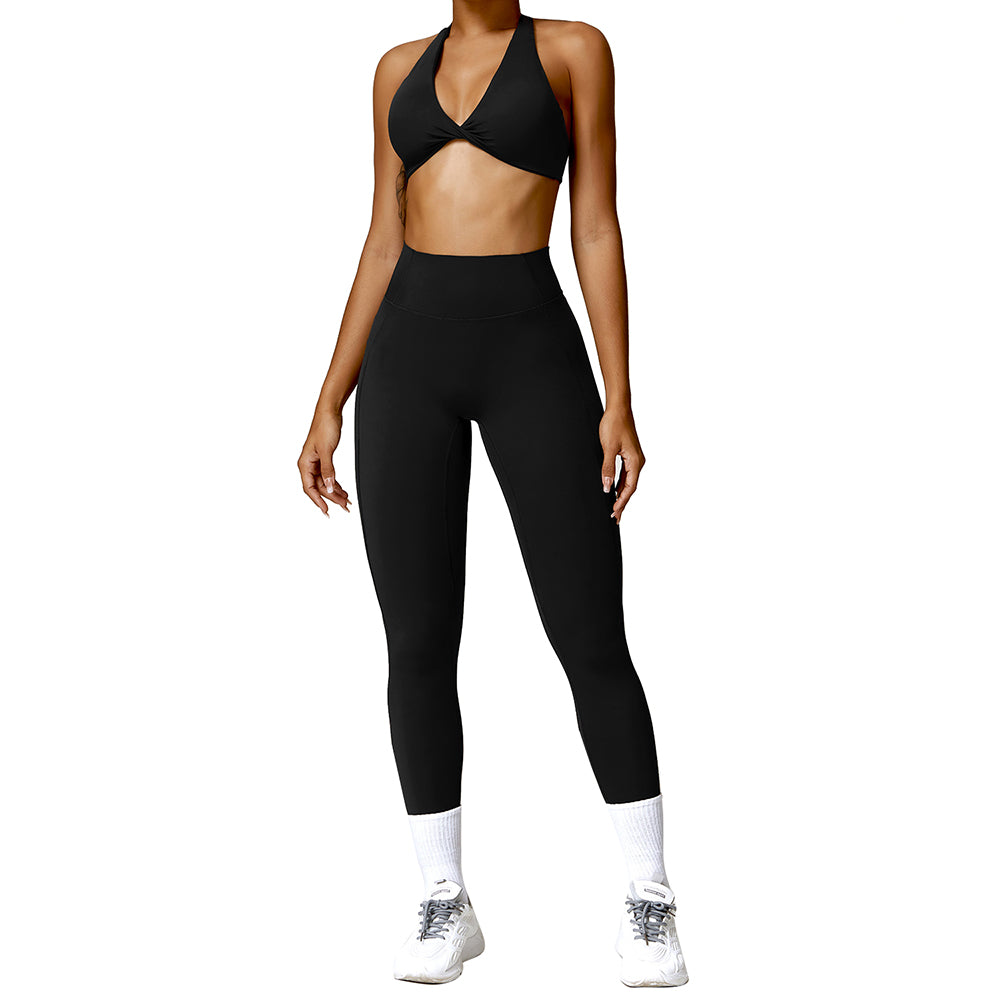 8053 Sports Backless Bra Fitness Yoga Leggings Set for Workout