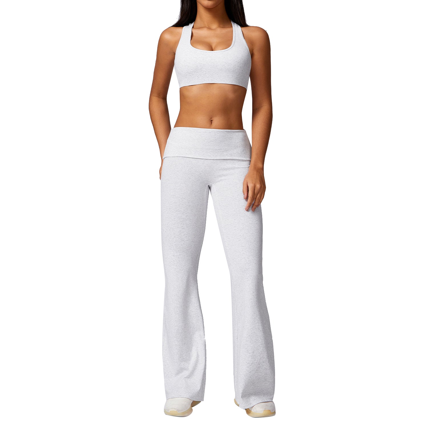 8713 Bootcut Flare Workout Leggings Yoga Long Pants Sports Fitness Bra Set