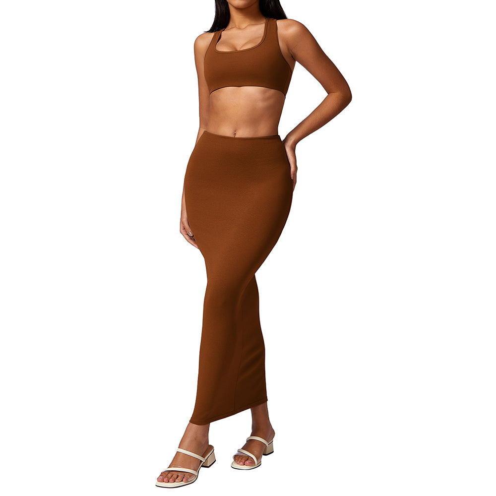 8713 Sports Bra Yoga Long Skirt Fitness Maxi Skirt for Workout