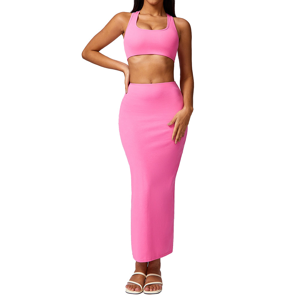 8713 Sports Bra Yoga Long Skirt Fitness Maxi Skirt for Workout