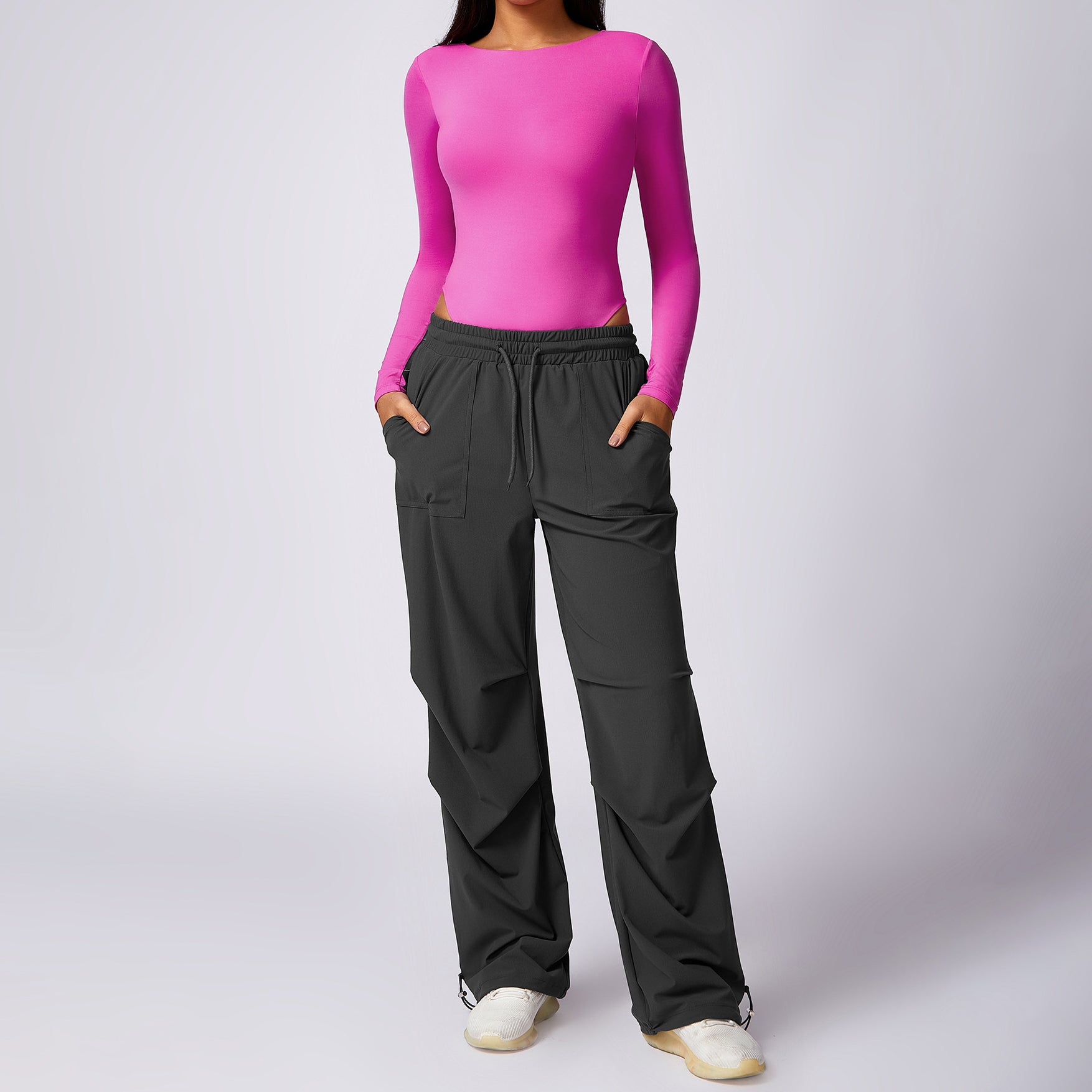 8625 Long Sleeve Slim Fit Triangle Jumpsuit Women Dance Yoga Clothing Jumpsuit