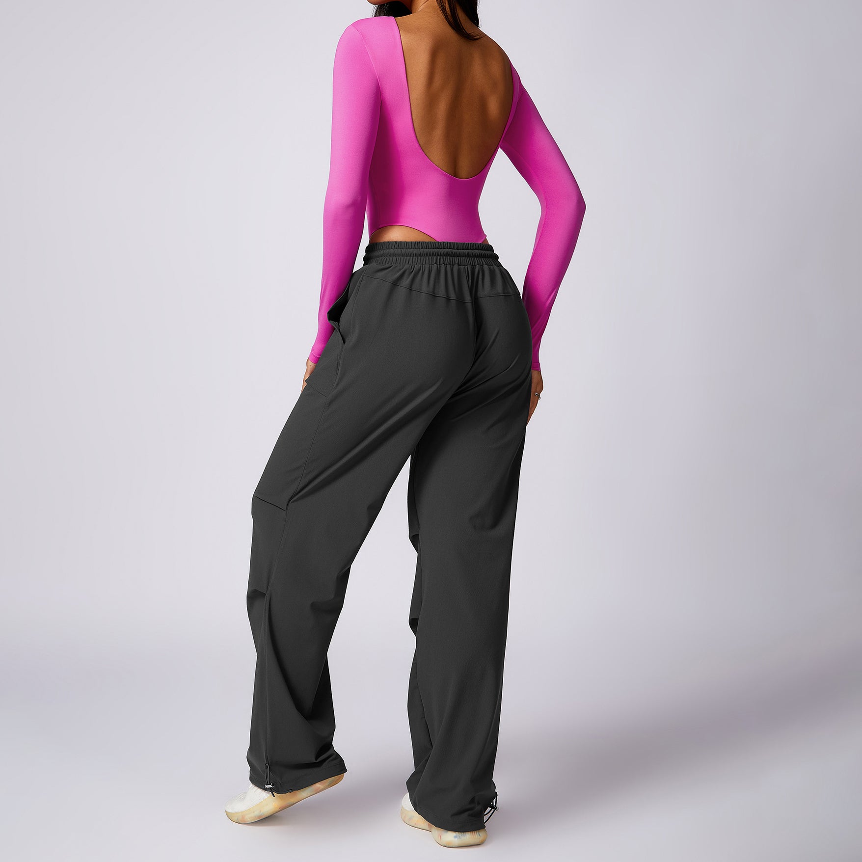 8625 Long Sleeve Slim Fit Triangle Jumpsuit Women Dance Yoga Clothing Jumpsuit