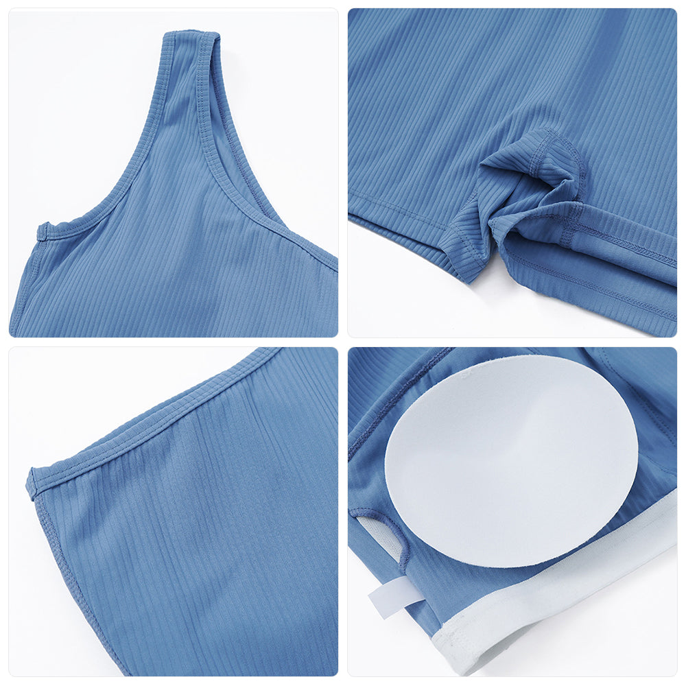8616 Solid Color Women Yoga Jumpsuit One Shoulder Ribbed Summer Bodysuit