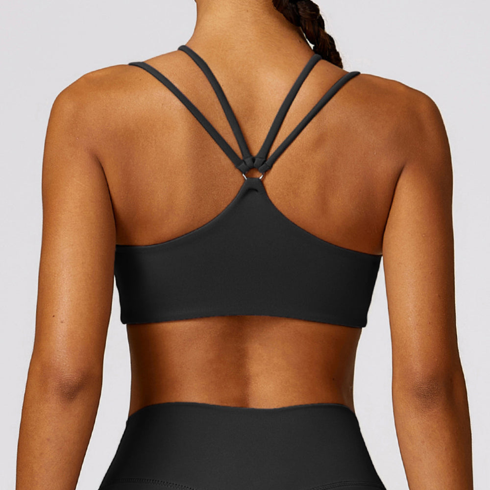 8536 Women Padded Sports Bra Y Racer Back Cropped Bras Tank Top for Yoga Workout Fitness