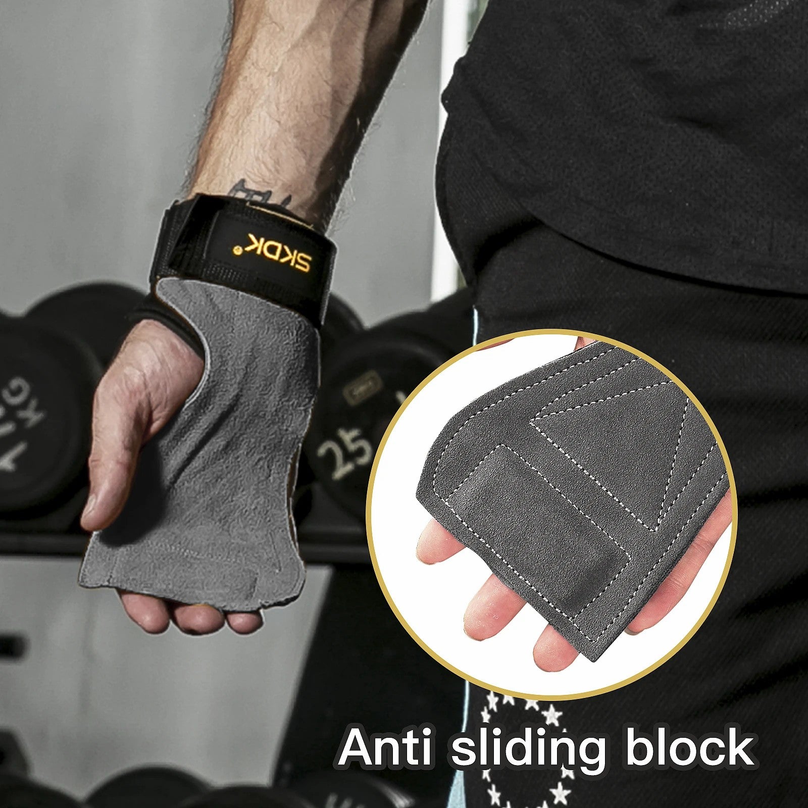 SKDK Weight Lifting Gym Hand Grips Sports Ventilated Workout Gloves Wrist Support Wraps