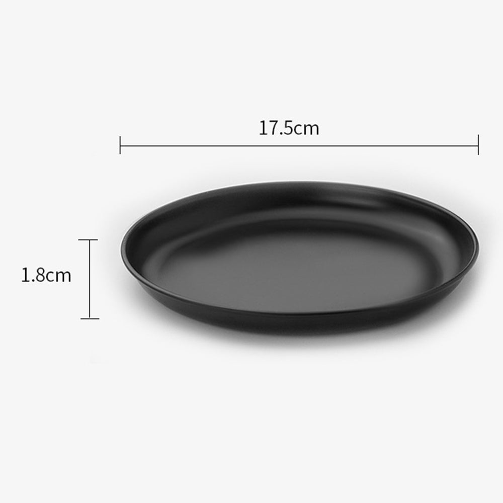 HW1040 Stainless Steel Plate 17.5cm Non-stick Coating Dinner Dishes for Outdoors Camping (FDA-Free)