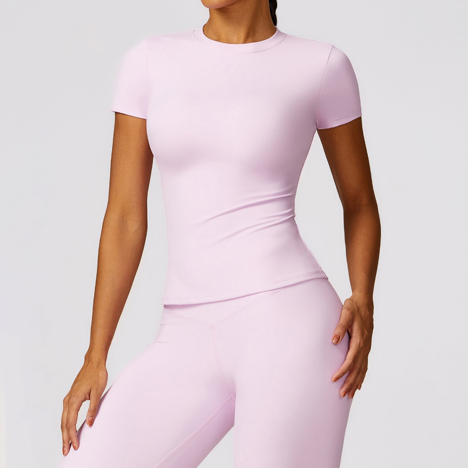 8455 Quick-drying Yoga Short Sleeve T-shirt Women Fitness Running Outdoor Sports Top