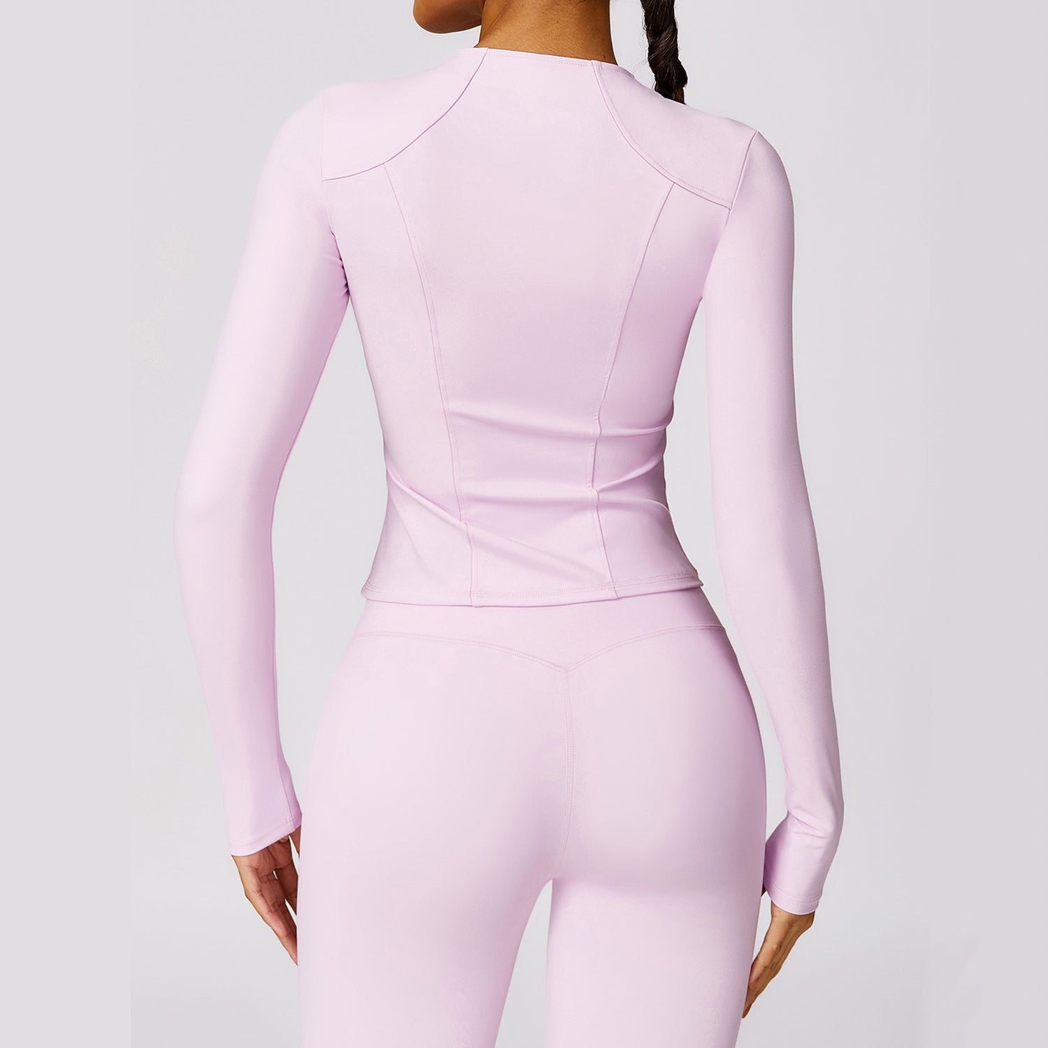 8455 Zipper Design Long Sleeve Sports T-shirt Quick-drying Women Fitness Yoga Top