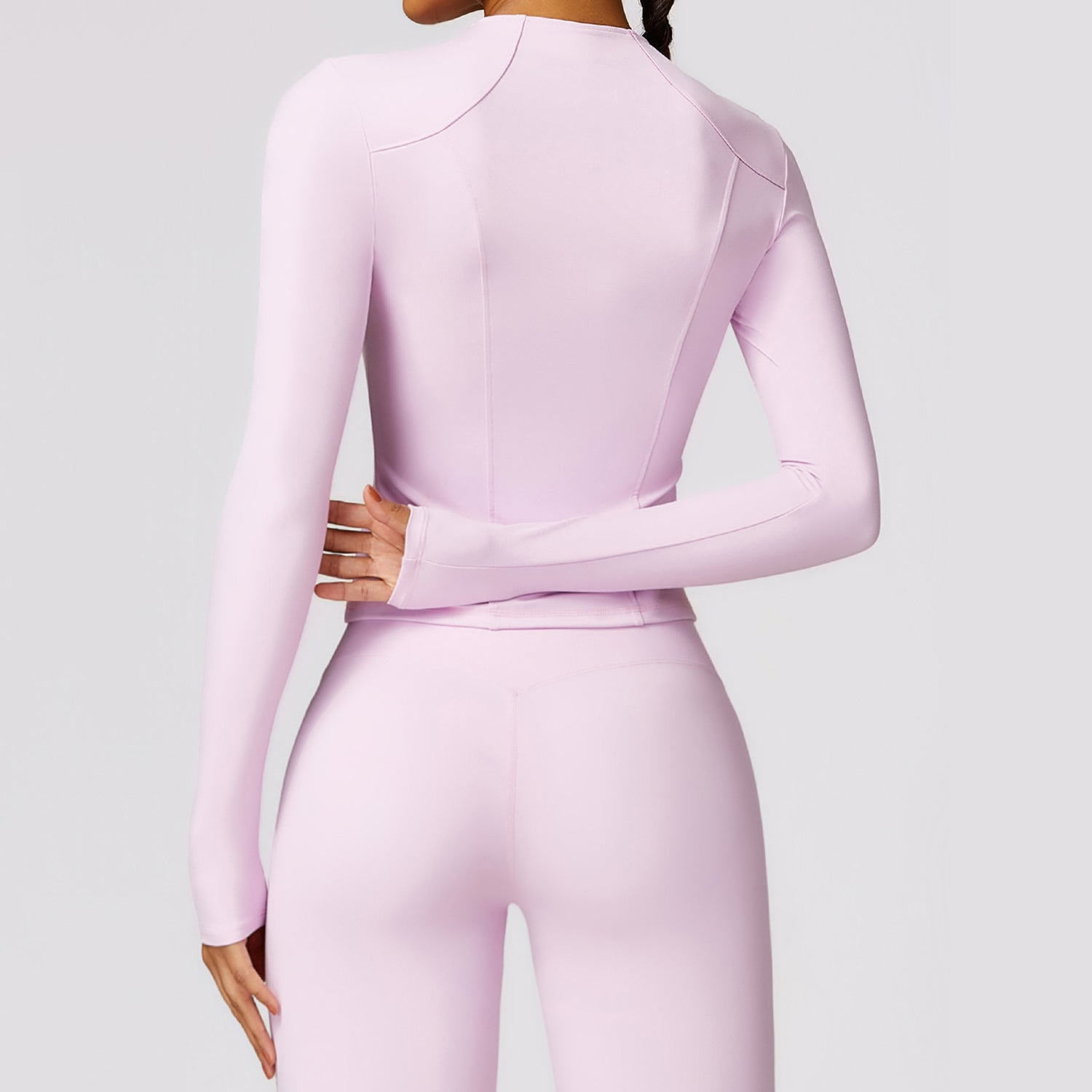 8455 Zipper Design Long Sleeve Sports T-shirt Quick-drying Women Fitness Yoga Top