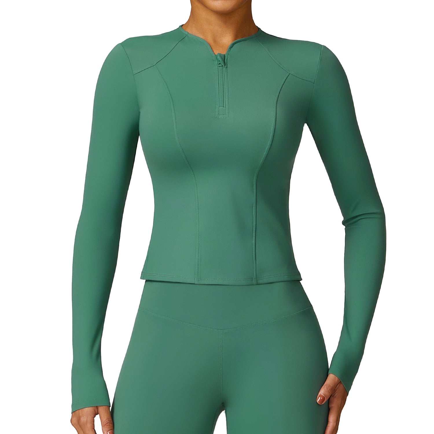 8455 Zipper Design Long Sleeve Sports T-shirt Quick-drying Women Fitness Yoga Top