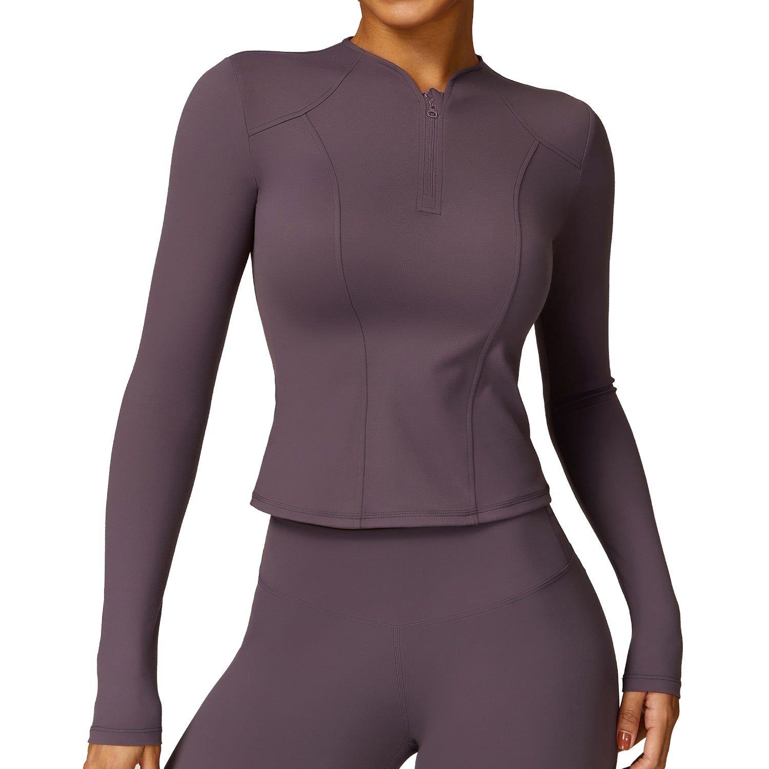 8455 Zipper Design Long Sleeve Sports T-shirt Quick-drying Women Fitness Yoga Top