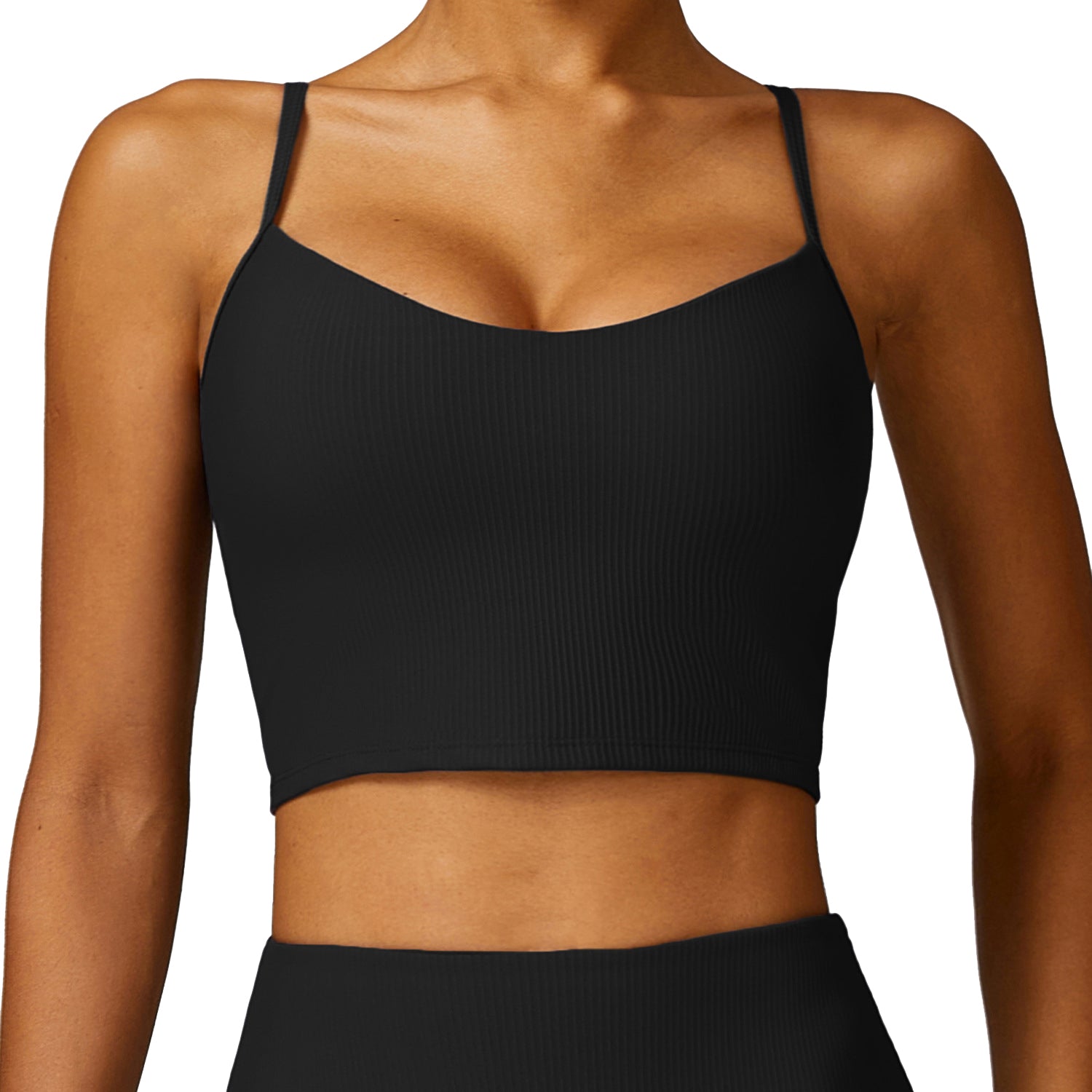 8526 Quick Dry Ribbed Women V Neck Sports Vest Backless Yoga Workout Crop Top