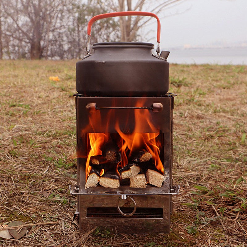 Large Size Foldable Outdoor Stainless Steel Stove Camping Picnic Firewood Burning Cooking Stove (No FDA, BPA-Free)