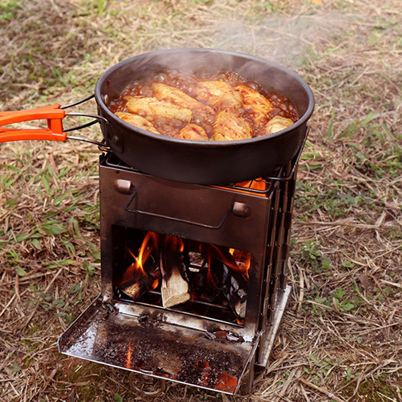Large Size Foldable Outdoor Stainless Steel Stove Camping Picnic Firewood Burning Cooking Stove (No FDA, BPA-Free)