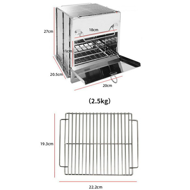 Large Size Foldable Outdoor Stainless Steel Stove Camping Picnic Firewood Burning Cooking Stove (No FDA, BPA-Free)