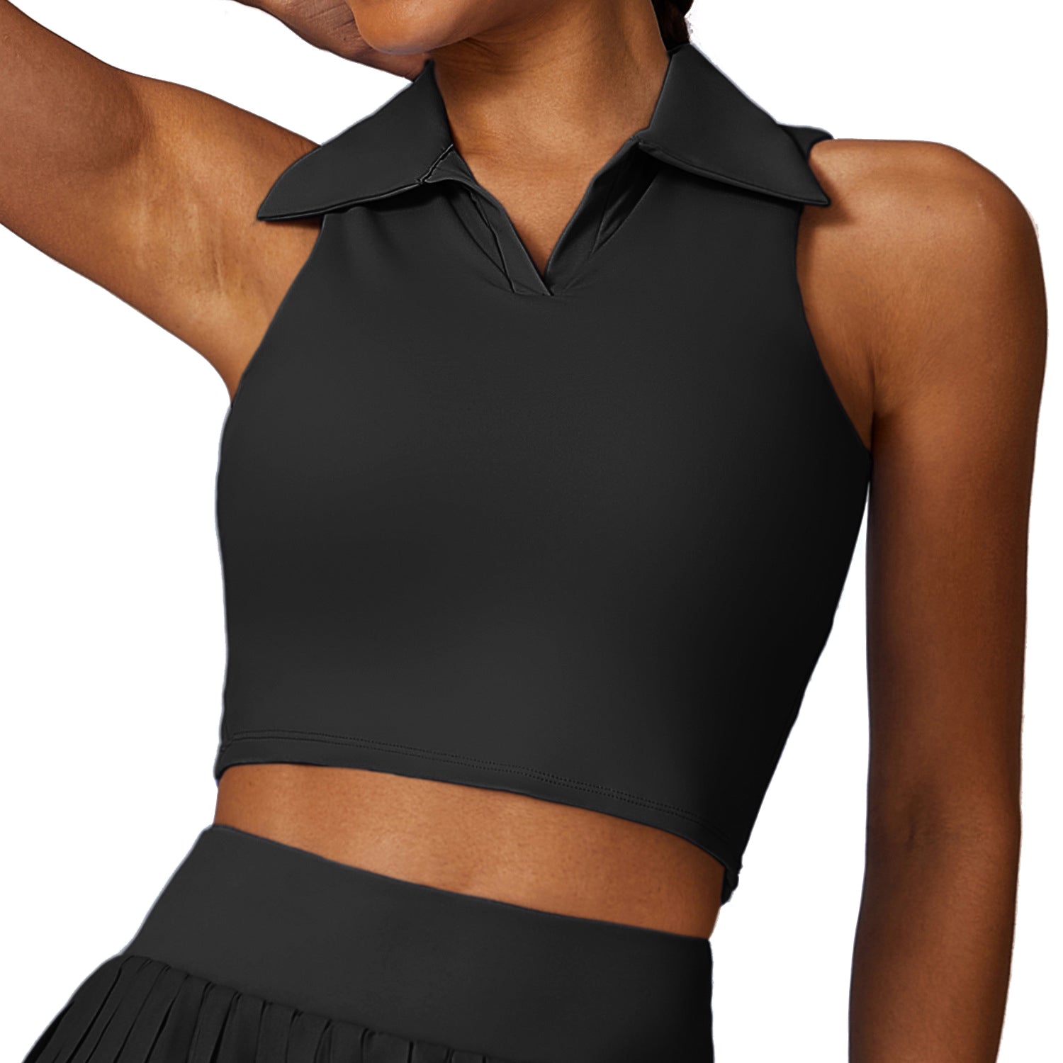 8600 Slim Fit Lapel Vest Women Fitness Running Sports Top with Removable Chest Pad