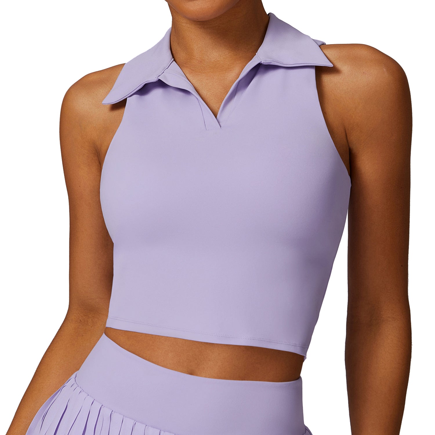 8600 Slim Fit Lapel Vest Women Fitness Running Sports Top with Removable Chest Pad