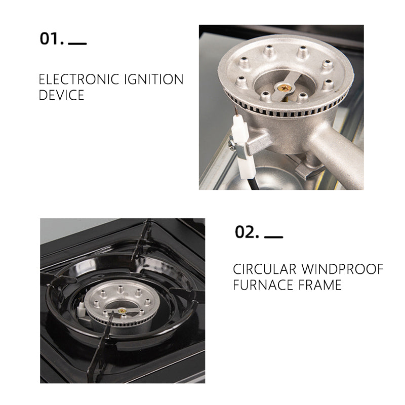 SI YI JIA APQ138 Portable Camping Stove Outdoor Dual Cooking Burner with Piezo Ignition