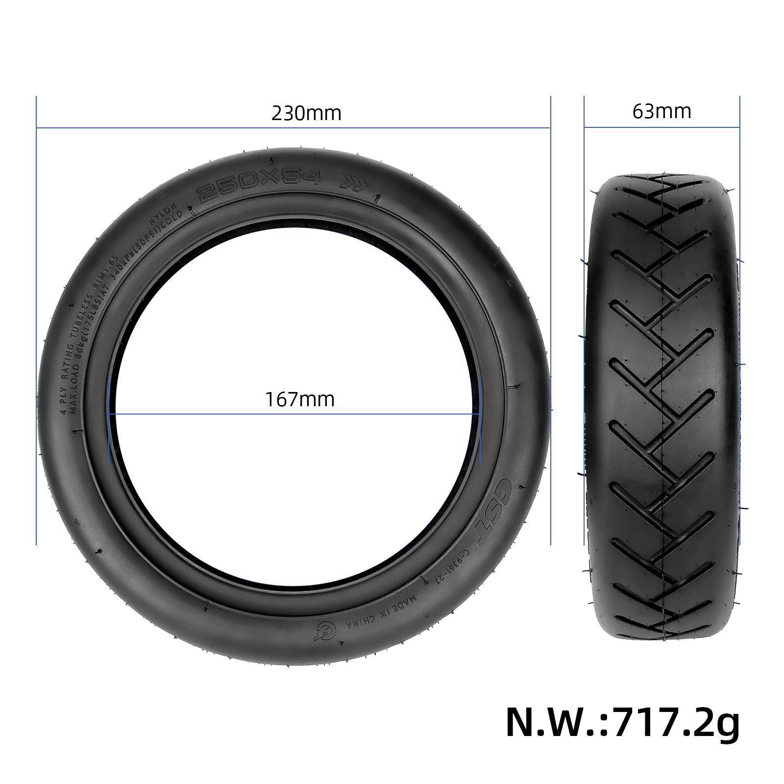 CST For Xiaomi Electric Scooter 4 / 4 Pro / 4 Lite 10-inch Rubber Tyre Self Repairing Vacuum Tire