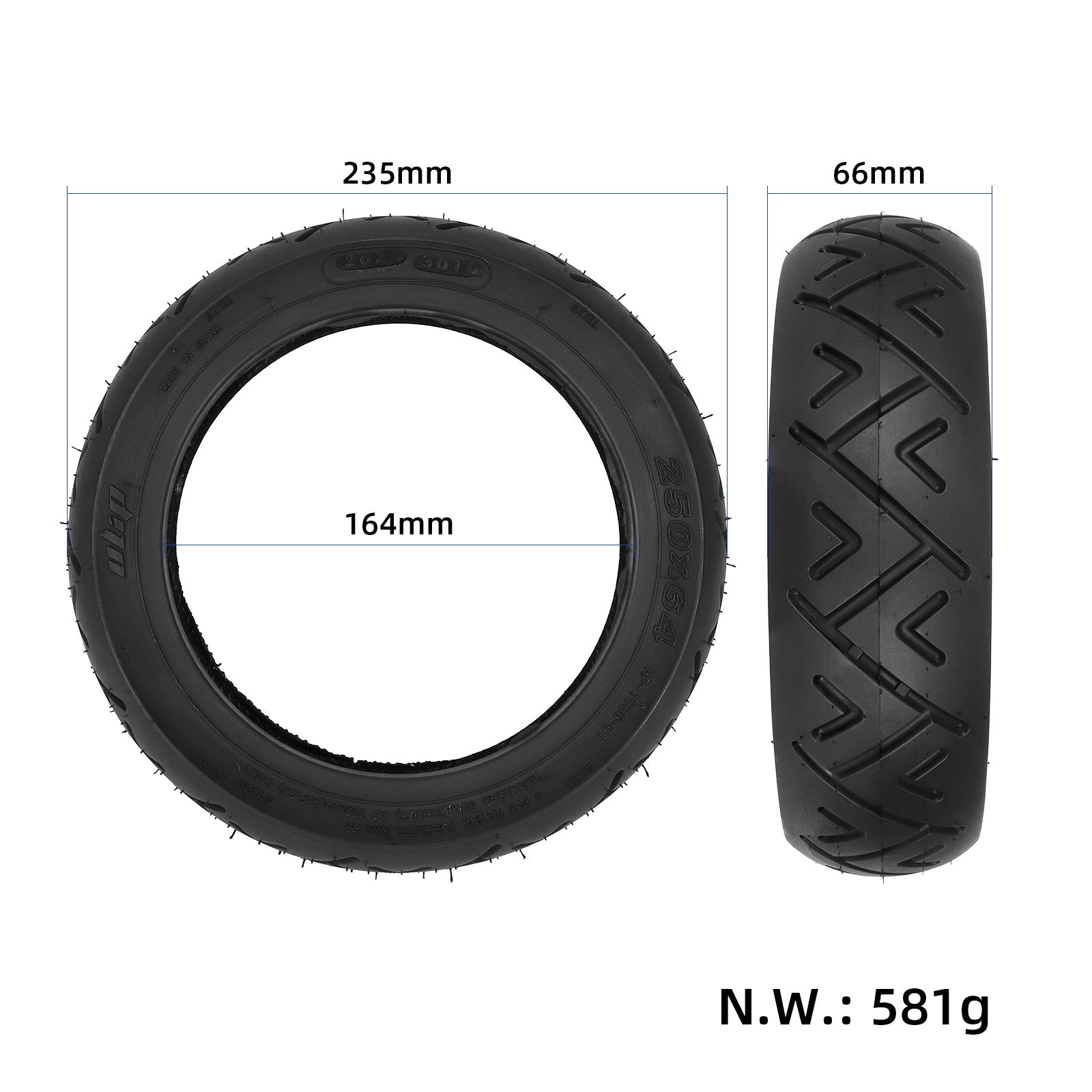ULIP For Xiaomi Electric Scooter 4 Ultra / 4 Lite Rubber Vacuum Tire with Air Nozzle
