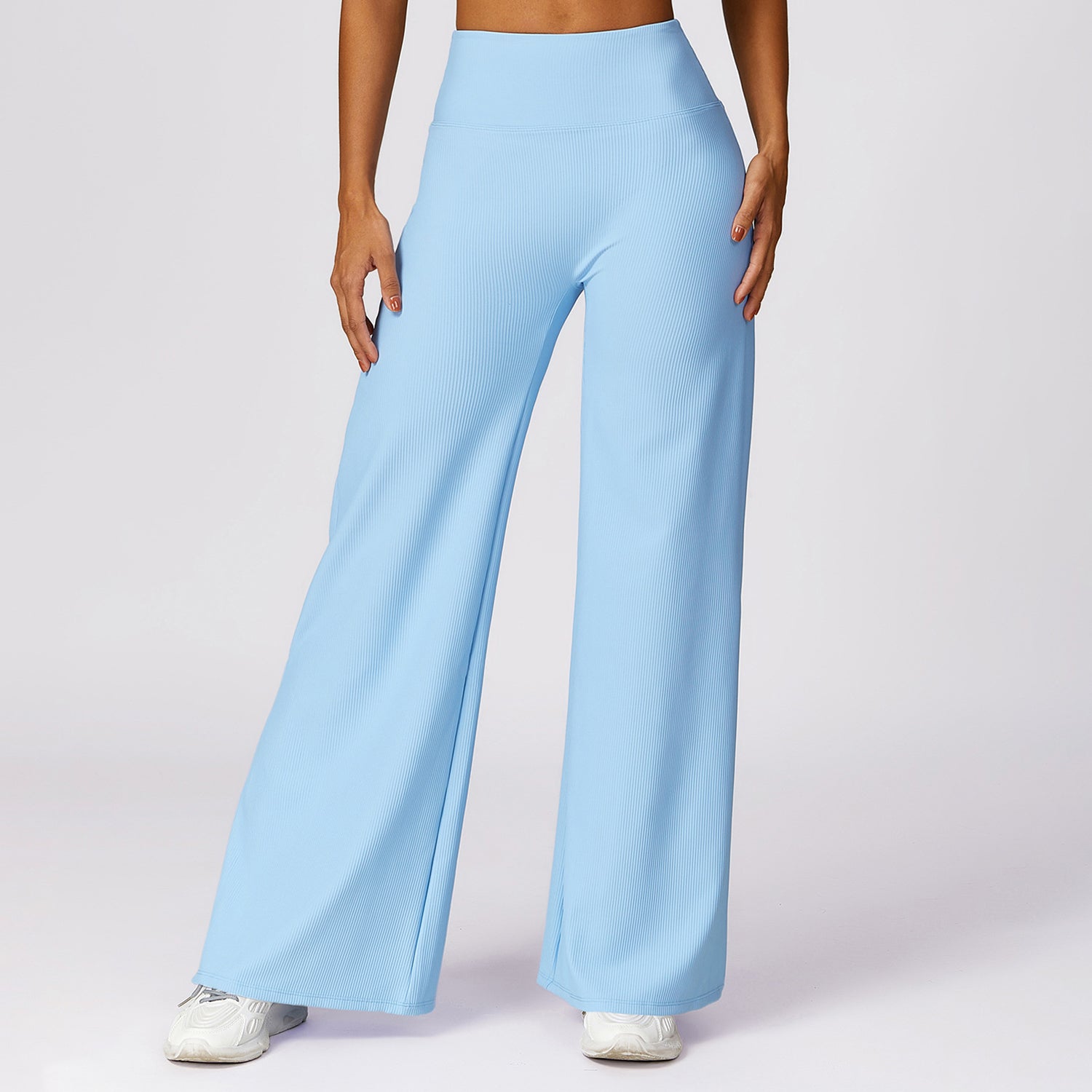 8526 Wide Leg Yoga Pants Ribbed Women Straight Trousers for Fitness Dance