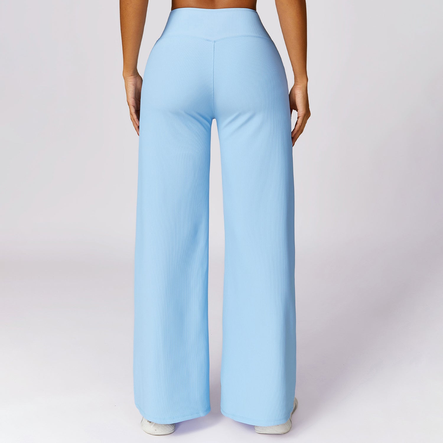 8526 Wide Leg Yoga Pants Ribbed Women Straight Trousers for Fitness Dance