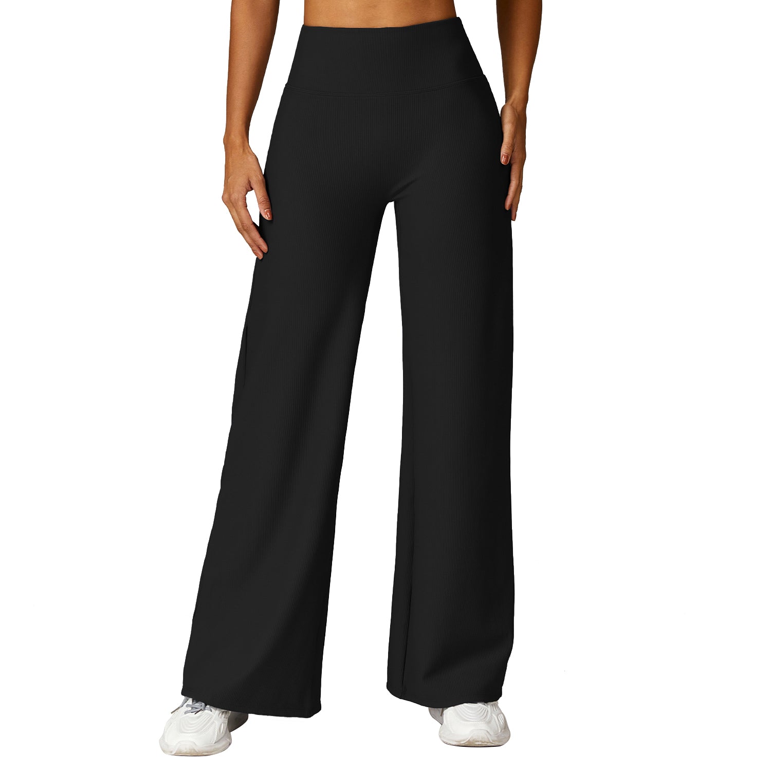 8526 Wide Leg Yoga Pants Ribbed Women Straight Trousers for Fitness Dance