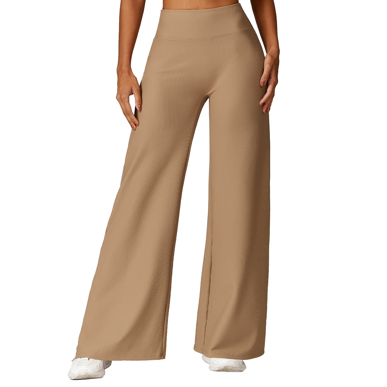 8526 Wide Leg Yoga Pants Ribbed Women Straight Trousers for Fitness Dance