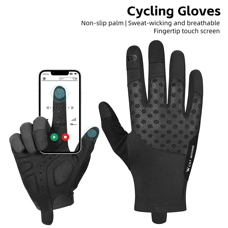 WEST BIKING YP0211245 Touch Screen Non-slip Cycling Gloves Shock-absorbing Mittens