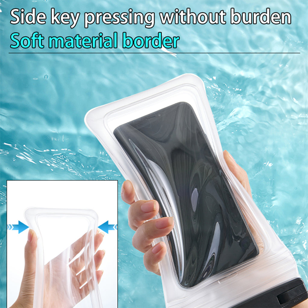 IPX8 Waterproof TPU Case for 7.2-inch Phones Airbag Protection Anti-drop Phone Cover - Black