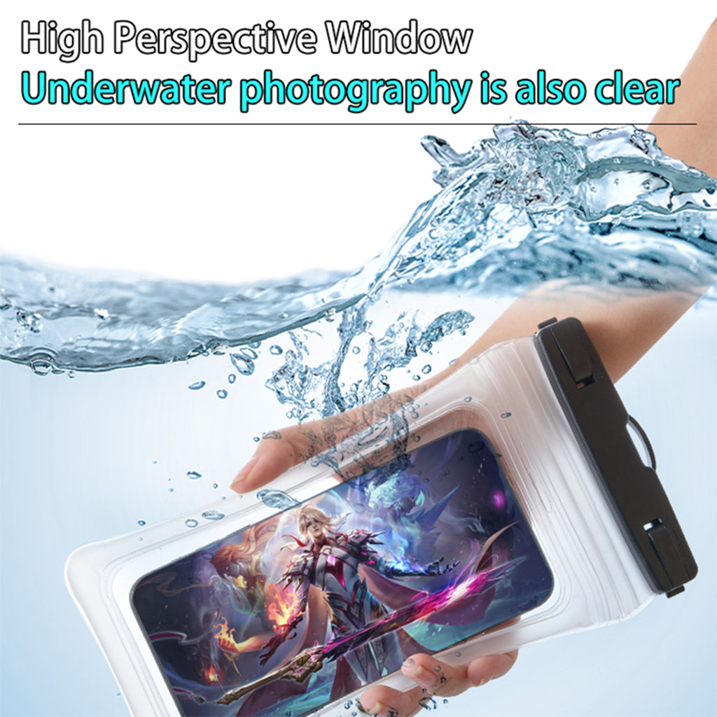 IPX8 Waterproof TPU Case for 7.2-inch Phones Airbag Protection Anti-drop Phone Cover - Black
