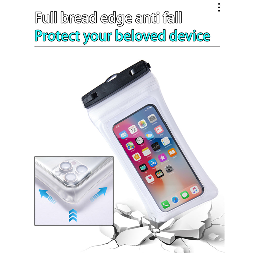 IPX8 Waterproof TPU Case for 7.2-inch Phones Airbag Protection Anti-drop Phone Cover - Black