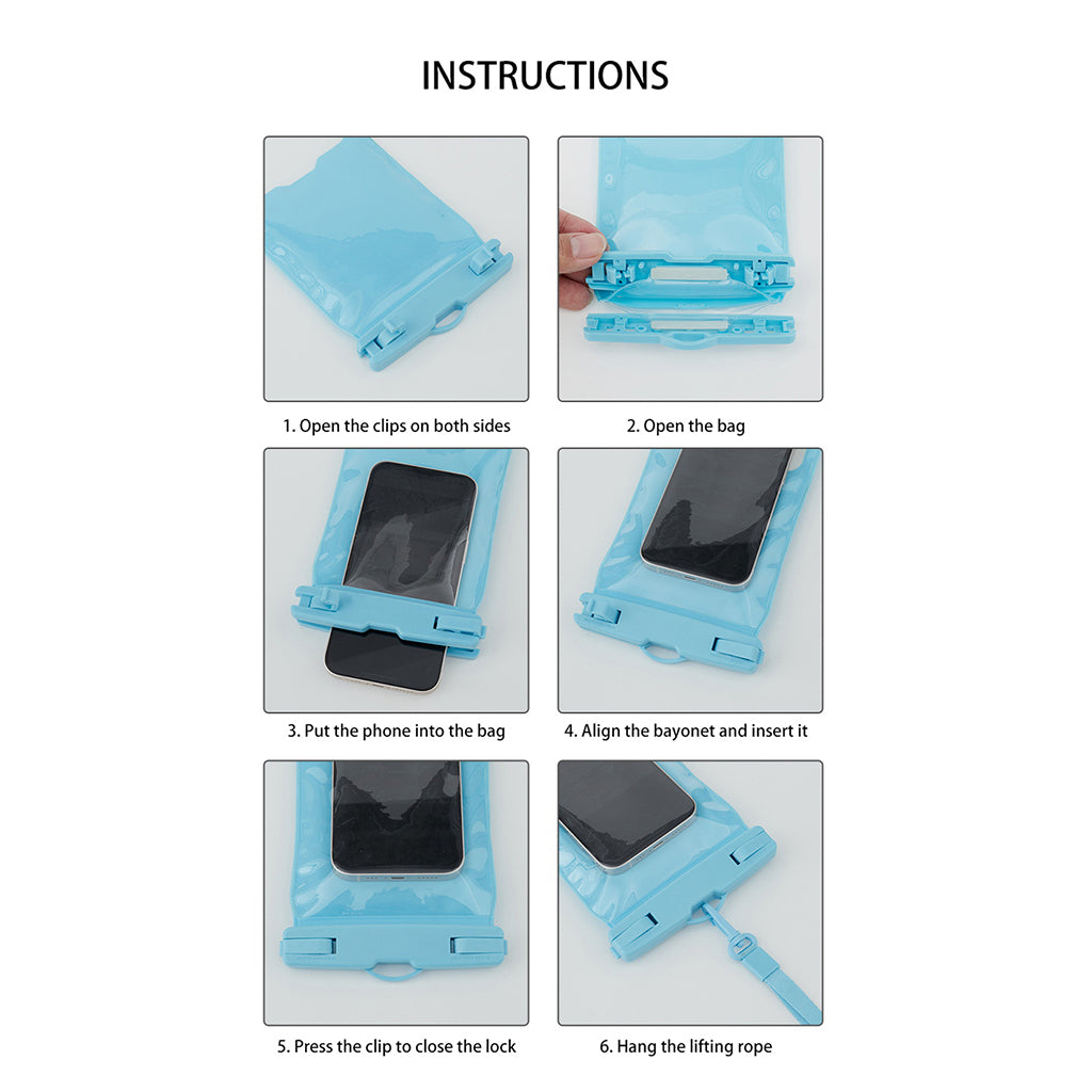 7.2-inch Phone TPU Case IPX8 Waterproof Phone Cover with Back Airbag Protection - Blue
