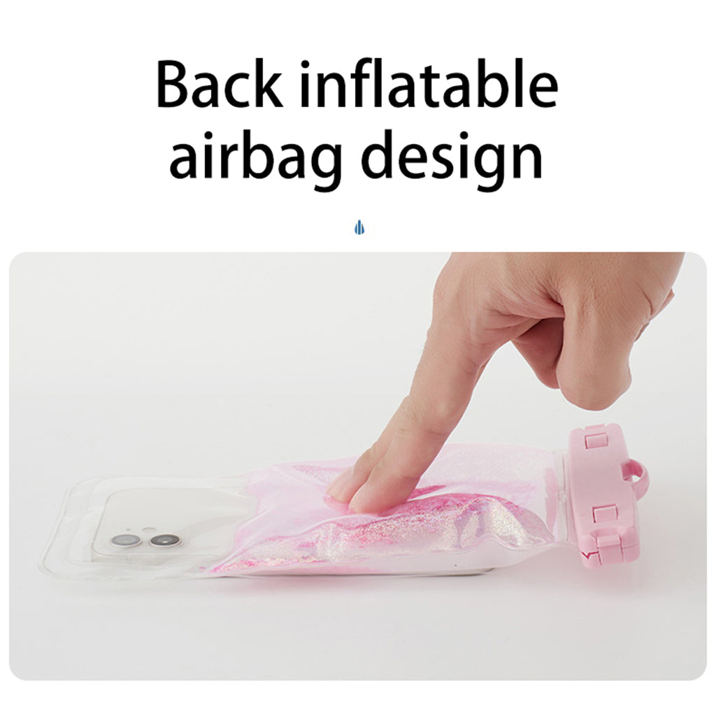 IPX8 Waterproof Case for 7.2-inch Phone Luminous Glitter Touch Screen Underwater Phone Cover - Pink